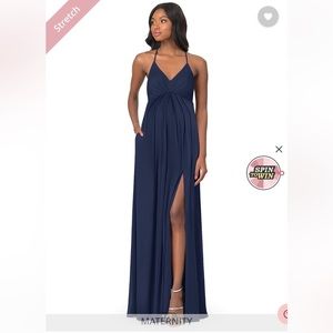 Maternity bridesmaid dress, dark navy, stretch